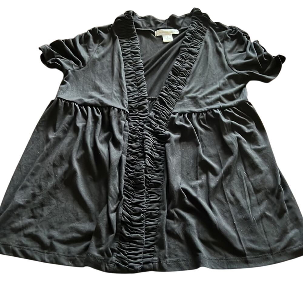 August Silk Black Knit Open Front Jacket Top Woman Size Small Y2K